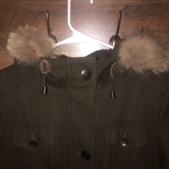 Marc New York Army Green Wool Jacket w/ Fur Hood - Sz 2 - Picture 9 of 14